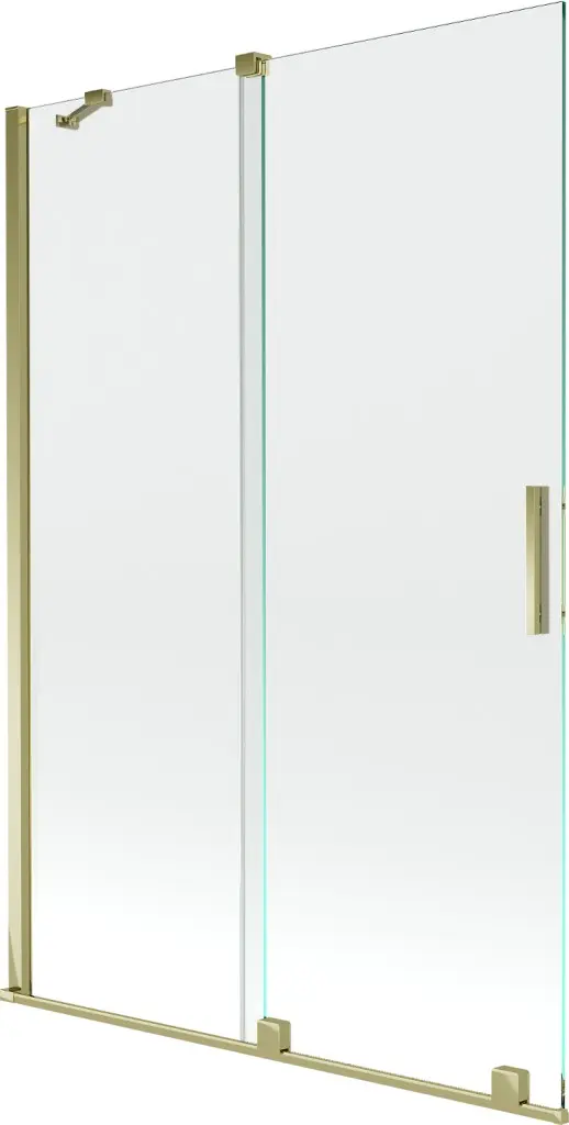 MEXEN/S Velar Dvoukřídlá posuvná vanová zástěna 120 x 150, transparent, zlatá 896-120-000-01-50