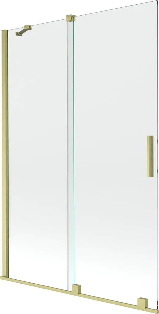 MEXEN/S Velar Dvoukřídlá posuvná vanová zástěna 120 x 150, transparent, zlatá kartáčovaná 896-120-000-01-55