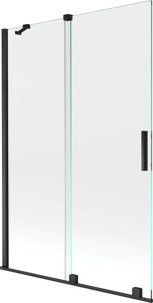 MEXEN/S Velar Dvoukřídlá posuvná vanová zástěna 120 x 150, transparent, černá 896-120-000-01-70