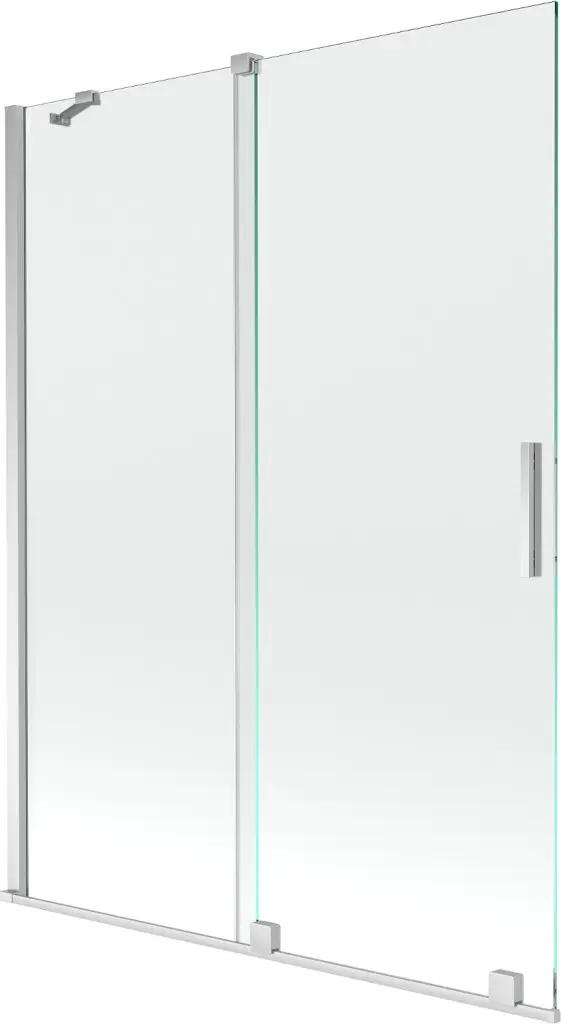 MEXEN/S Velar Dvoukřídlá posuvná vanová zástěna 130 x 150, transparent, chrom 896-130-000-01-01