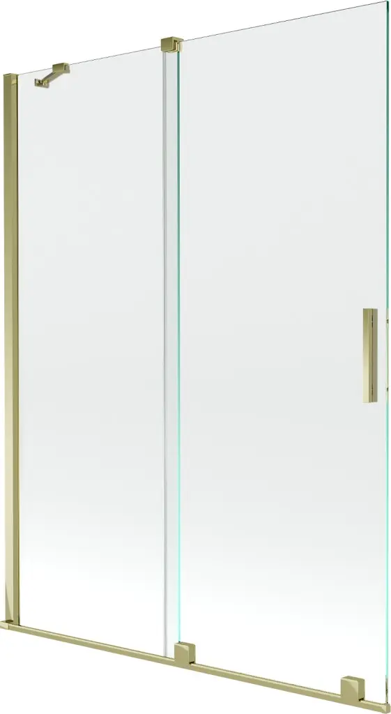 MEXEN/S Velar Dvoukřídlá posuvná vanová zástěna 130 x 150, transparent, zlatá 896-130-000-01-50