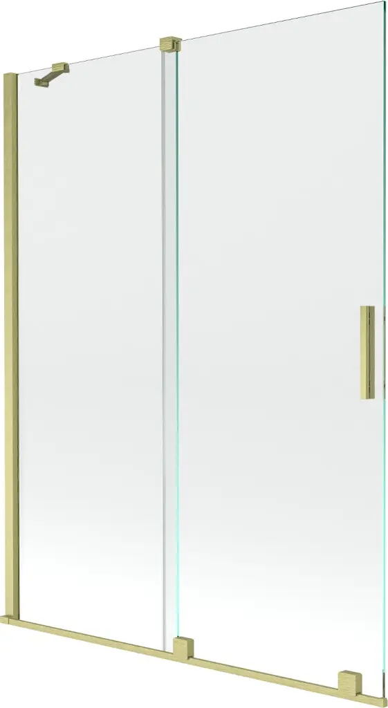MEXEN/S Velar Dvoukřídlá posuvná vanová zástěna 130 x 150, transparent, zlatá kartáčovaná 896-130-000-01-55