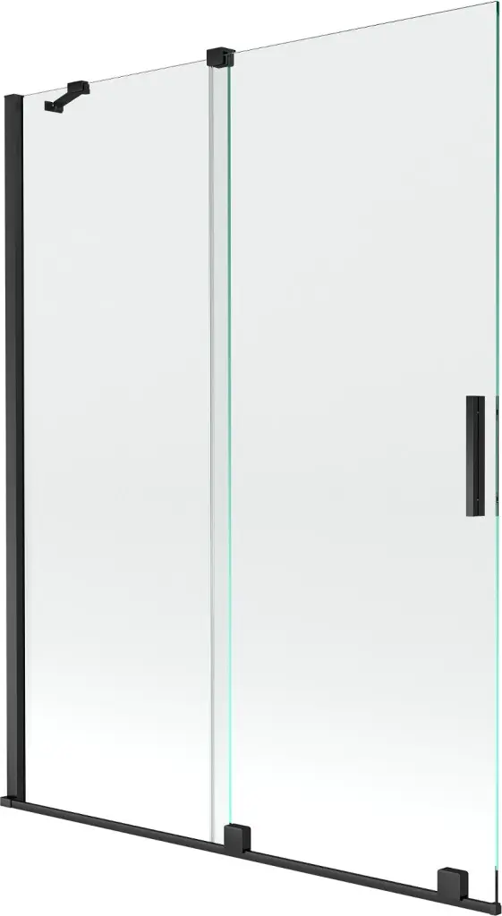 MEXEN/S Velar Dvoukřídlá posuvná vanová zástěna 130 x 150, transparent, černá 896-130-000-01-70