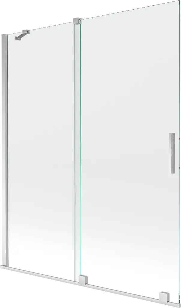 MEXEN/S Velar Dvoukřídlá posuvná vanová zástěna 140 x 150, transparent, chrom 896-140-000-01-01