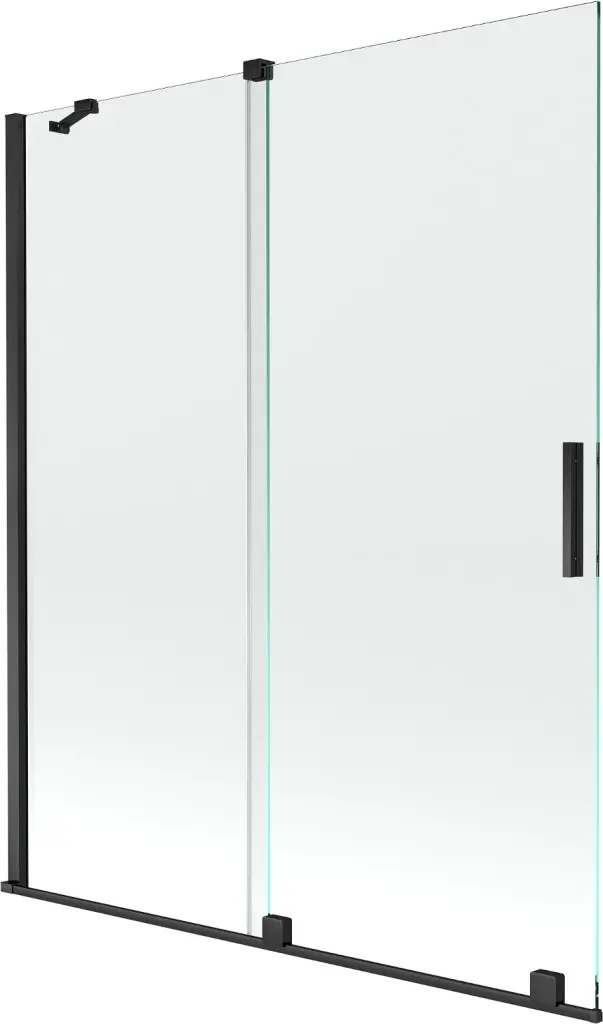 MEXEN/S Velar Dvoukřídlá posuvná vanová zástěna 140 x 150, transparent, černá 896-140-000-01-70