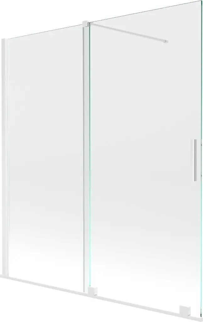 MEXEN/S Velar Dvoukřídlá posuvná vanová zástěna 150 x 150, transparent, bílá 896-150-000-01-20