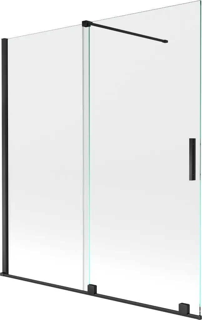 MEXEN/S Velar Dvoukřídlá posuvná vanová zástěna 150 x 150, transparent, černá 896-150-000-01-70