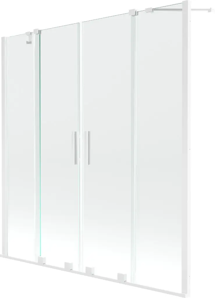 MEXEN/S Velar Duo Dvoukřídlá posuvná vanová zástěna 150 x 150, transparent, bílá 896-150-000-02-20