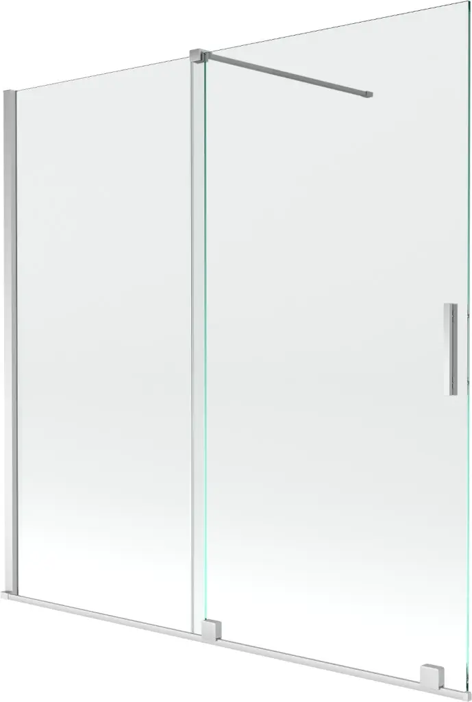 MEXEN/S Velar Dvoukřídlá posuvná vanová zástěna 160 x 150, transparent, chrom 896-160-000-01-01
