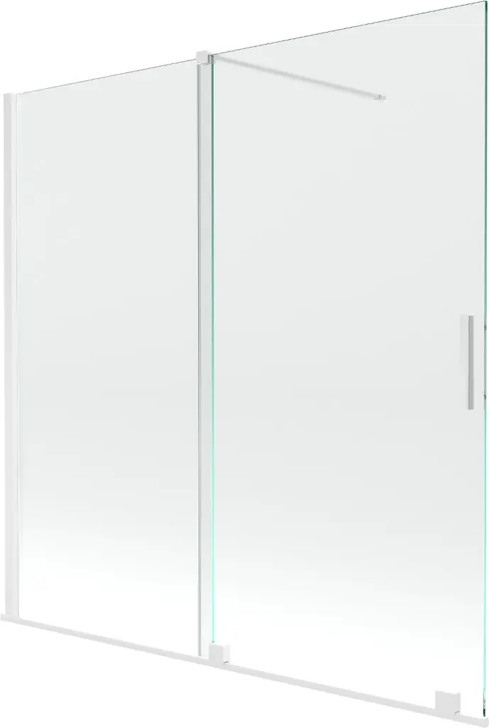 MEXEN/S Velar Dvoukřídlá posuvná vanová zástěna 160 x 150, transparent, bílá 896-160-000-01-20