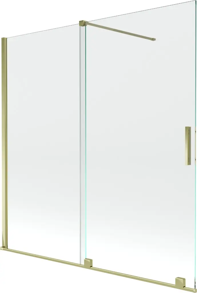 MEXEN/S Velar Dvoukřídlá posuvná vanová zástěna 160 x 150, transparent, zlatá 896-160-000-01-50