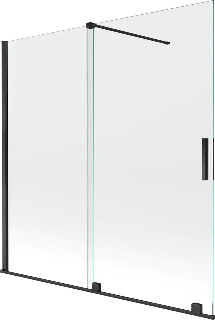 MEXEN/S Velar Dvoukřídlá posuvná vanová zástěna 160 x 150, transparent, černá 896-160-000-01-70