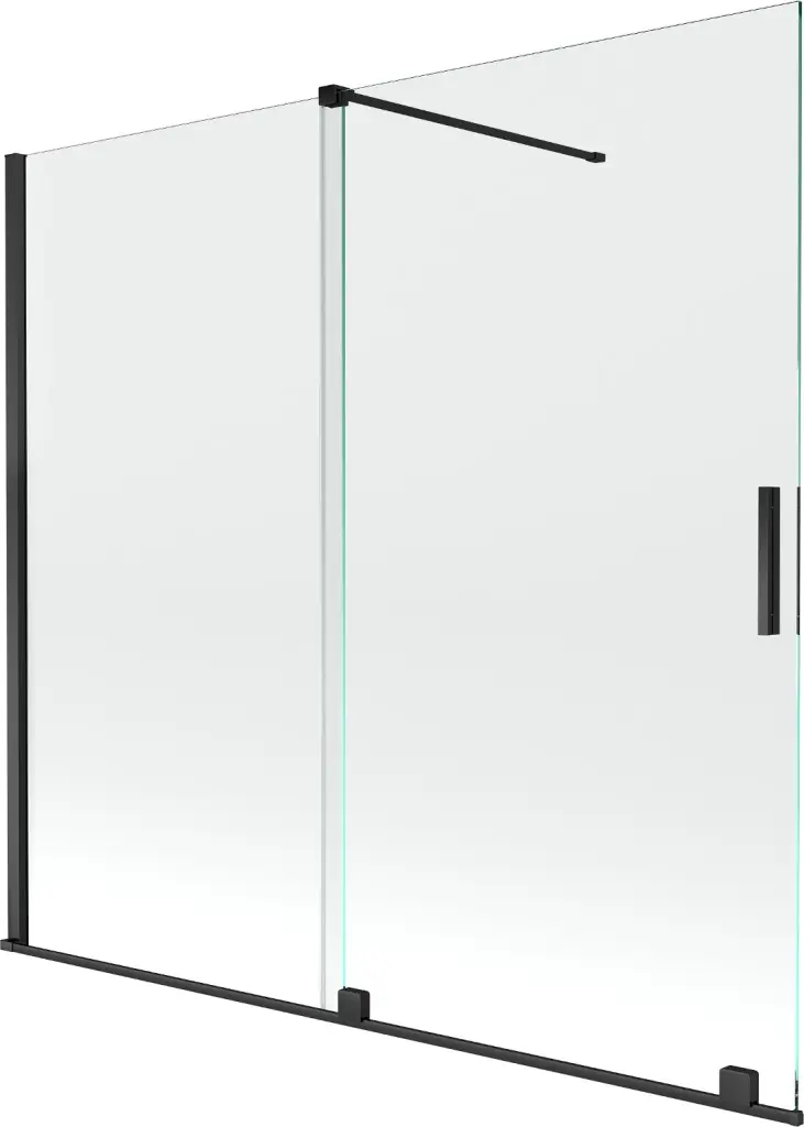 MEXEN/S Velar Dvoukřídlá posuvná vanová zástěna 170 x 150, transparent, černá 896-170-000-01-70