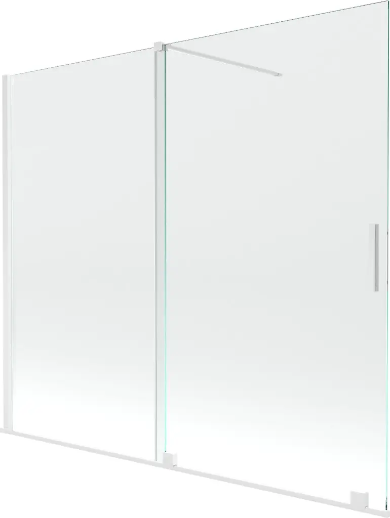 MEXEN/S Velar Dvoukřídlá posuvná vanová zástěna 180 x 150, transparent, bílá 896-180-000-01-20