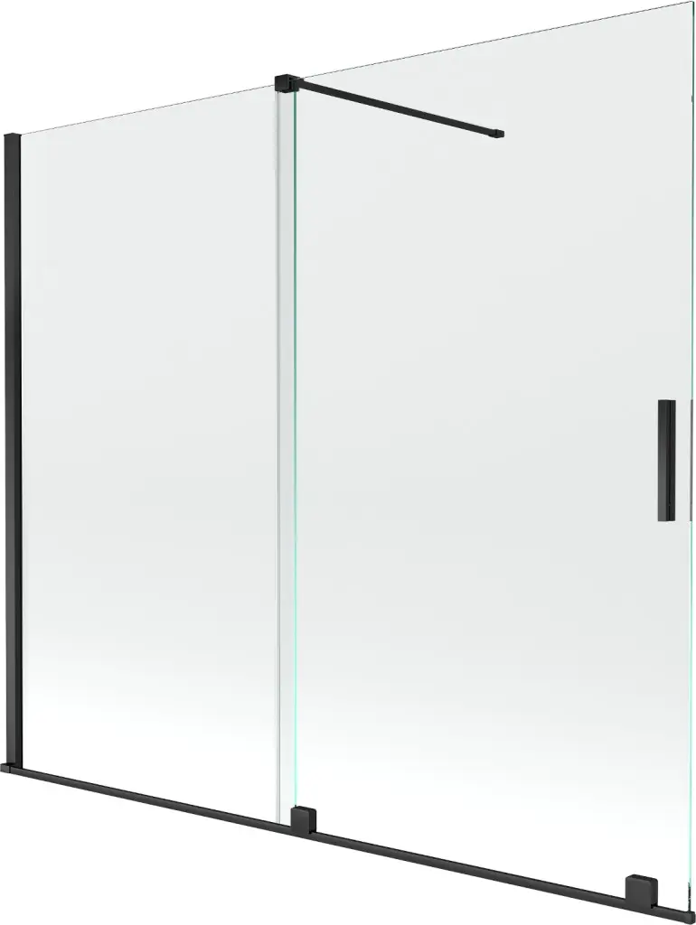 MEXEN/S Velar Dvoukřídlá posuvná vanová zástěna 180 x 150, transparent, černá 896-180-000-01-70