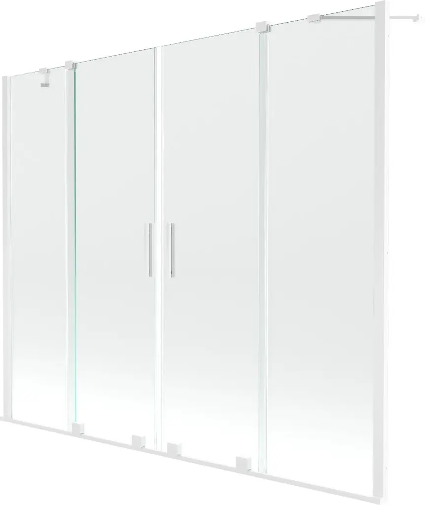 MEXEN/S Velar Duo Dvoukřídlá posuvná vanová zástěna 200 x 150, transparent, bílá 896-200-000-02-20