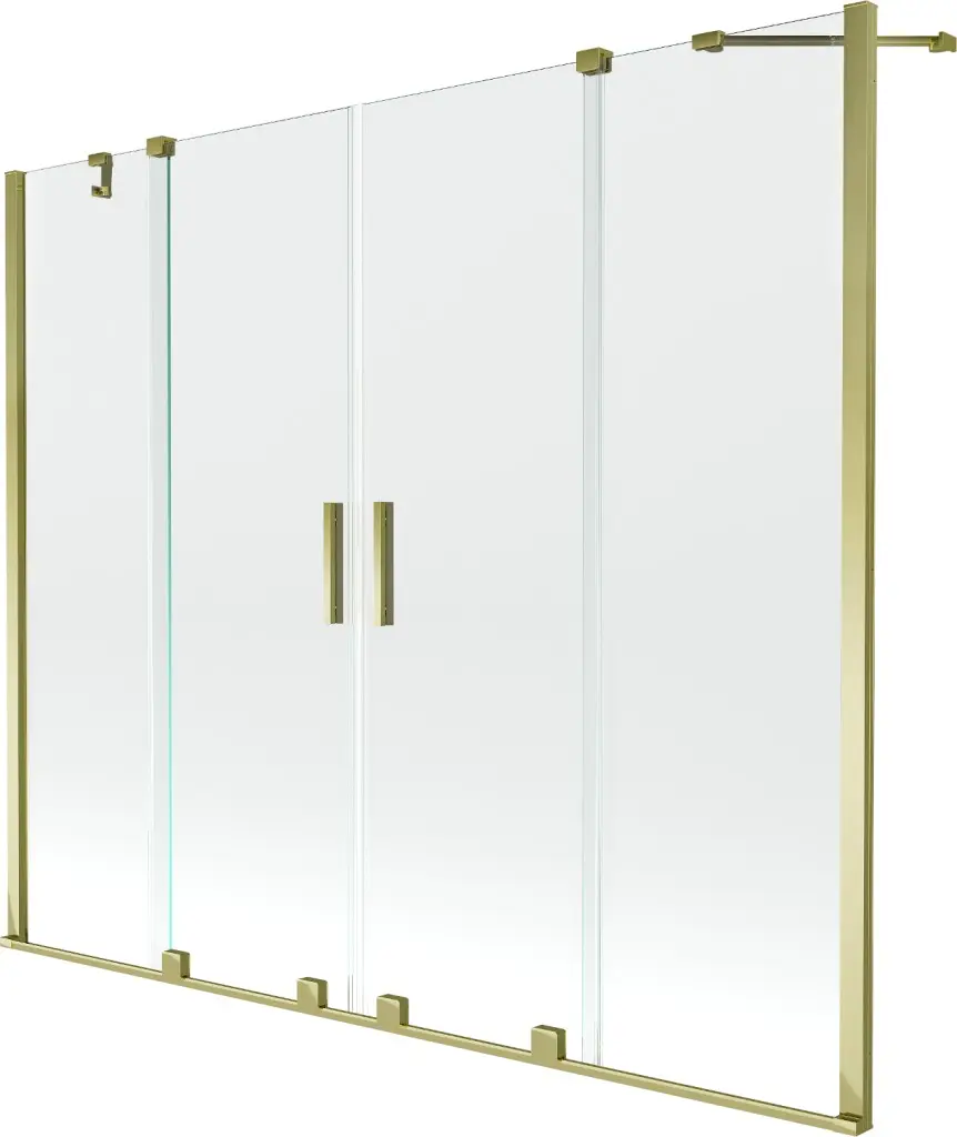 MEXEN/S Velar Duo Dvoukřídlá posuvná vanová zástěna 200 x 150, transparent, zlatá 896-200-000-02-50