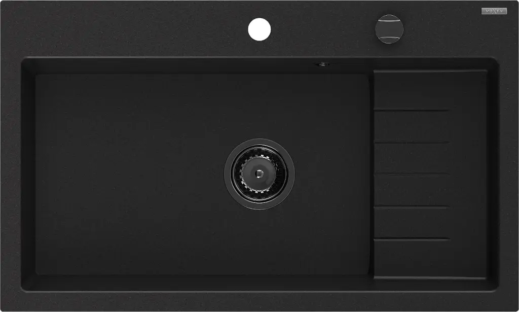 MEXEN/S Omar granitový dřez 800 x 480 mm, černá, černý sifon 6520801005-77-B