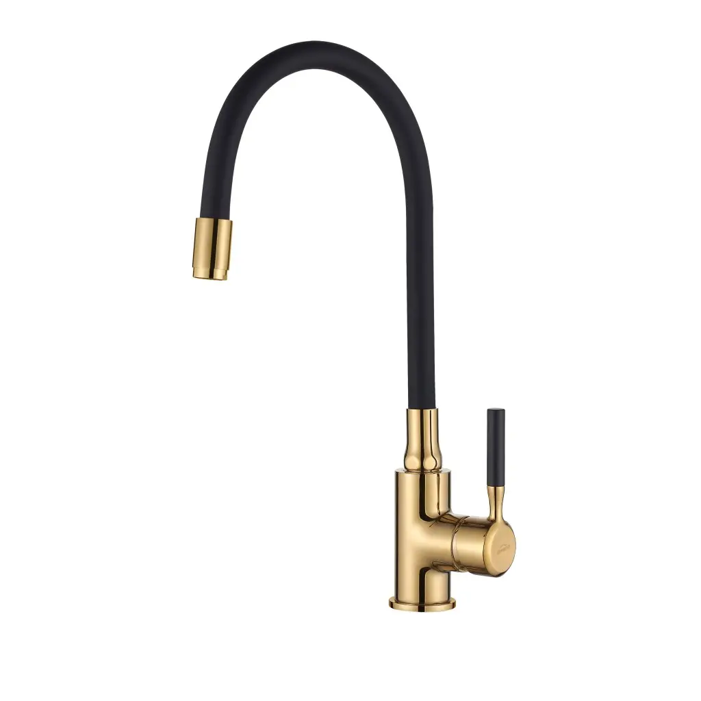 INVENA Dřezová baterie GLAMOUR flexibilní výtok, černá/zlato BZ-02-L17-V