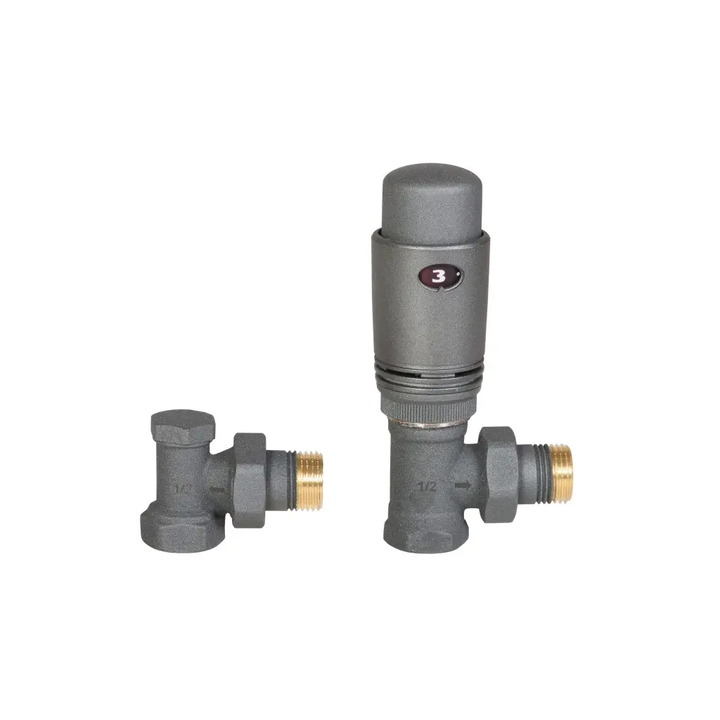 INVENA Termostatická sada ventilů, rohová, grafit: hlavice, termostatický ventil, zpětný ventil CD-80-K15-S
