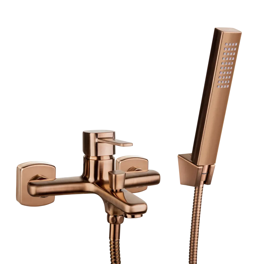 INVENA - Vanová baterie GLAMOUR včetně sprchového setu, měď BW-02-014-V
