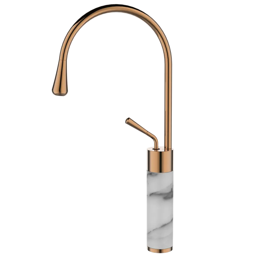 INVENA Umyvadlová baterie vysoká STONE bílá/měď BU-03-W18-V