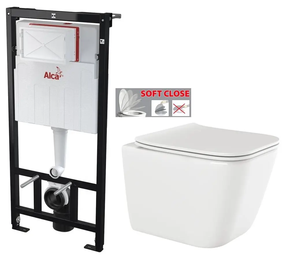 Předstěnový instalační systém bez tlačítka + WC INVENA PAROS  + SEDÁTKO AM101/1120 X RO1