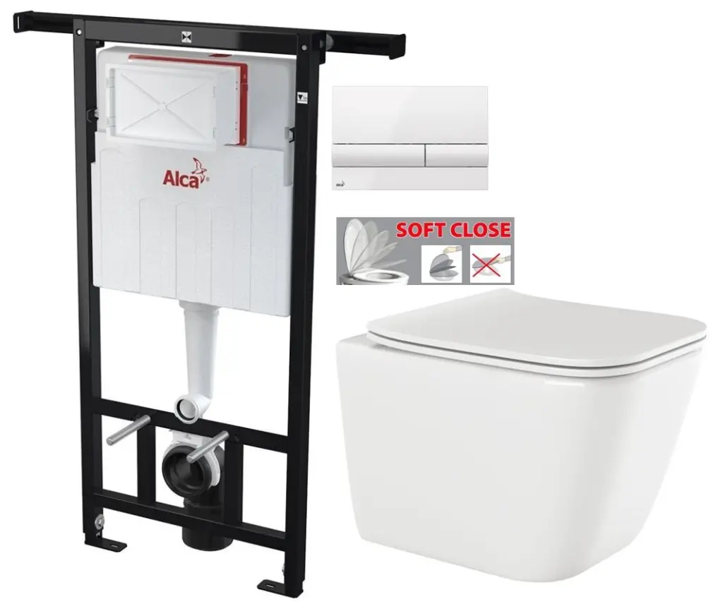 Předstěnový instalační systém s bílým tlačítkem M1710 + WC INVENA PAROS  + SEDÁTKO AM102/1120 M1710 RO1
