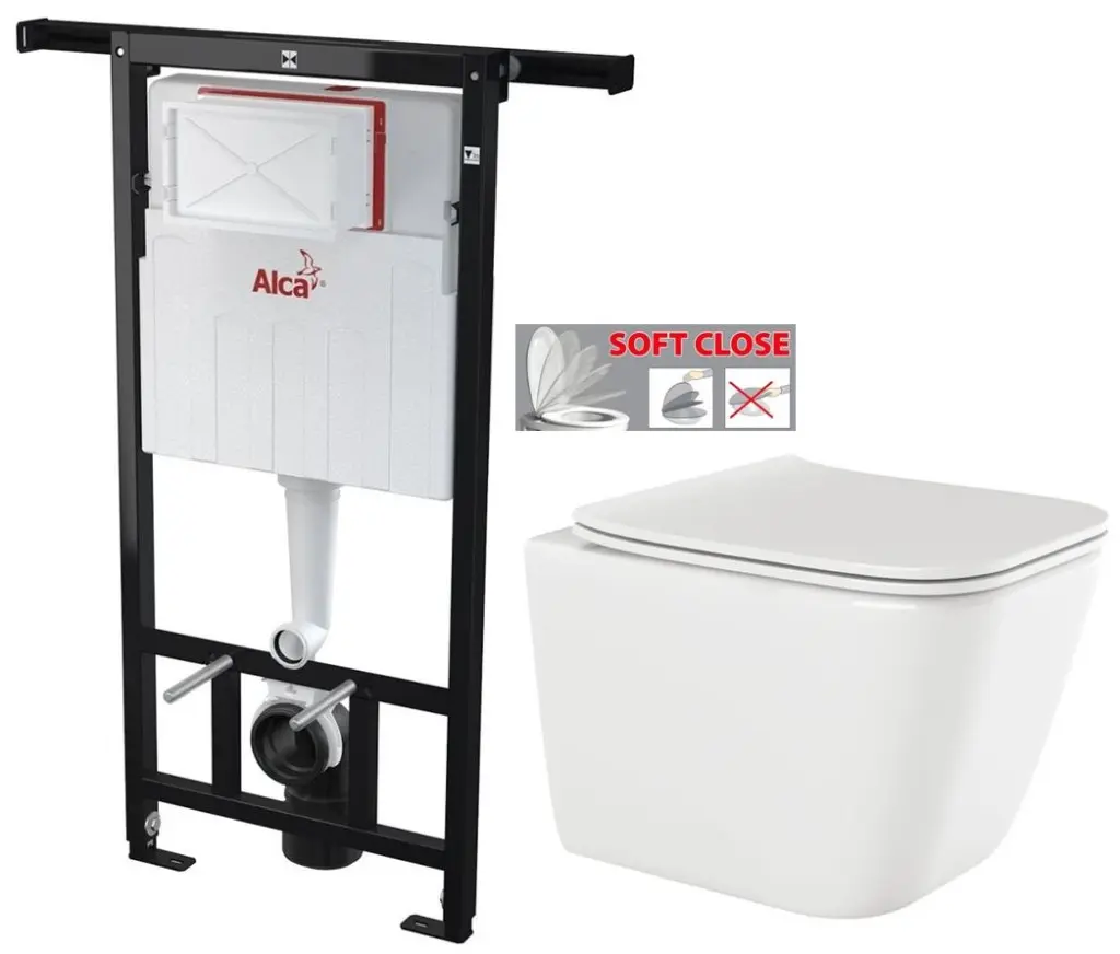 Předstěnový instalační systém bez tlačítka + WC INVENA PAROS + SEDÁTKO AM102/1120 X RO1