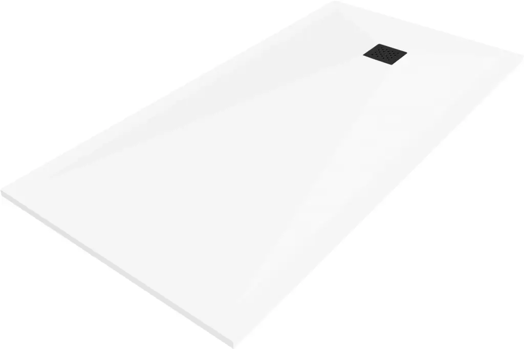 MEXEN/S Stone+ obdélníková sprchová vanička 180 x 80, bílá, mřížka černá 44108018-B