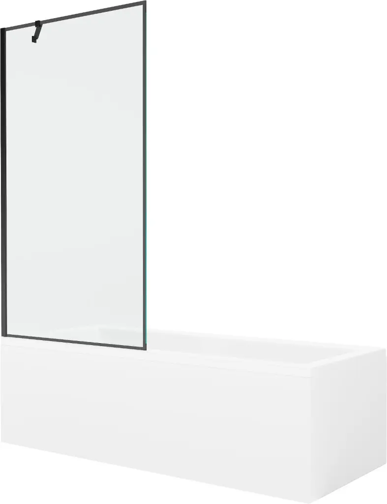 MEXEN/S Cubik obdélníková vana 150 x 70 cm s panelem+ vanová zástěna 90, černá vzor 550315070X9509007070