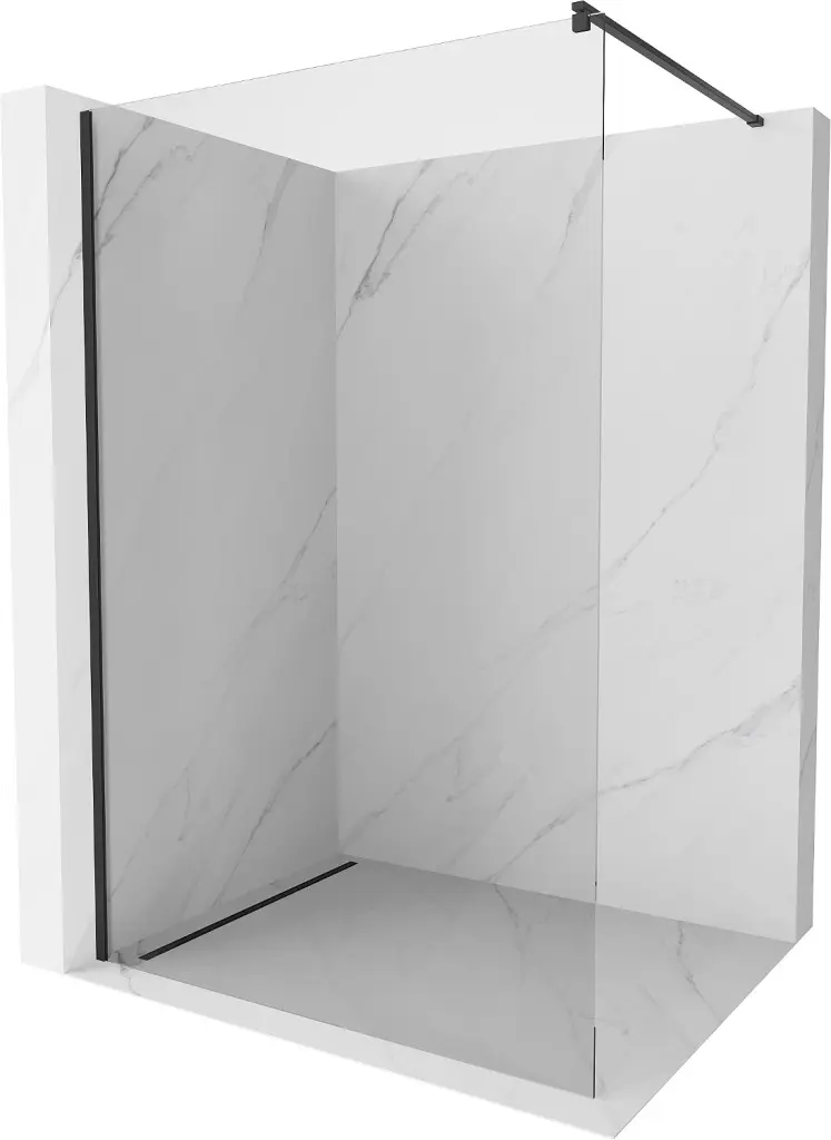 MEXEN/S Kioto Sprchová zástěna WALK-IN 75 x 200, transparent 8 mm, černá 800-075-101-70-00