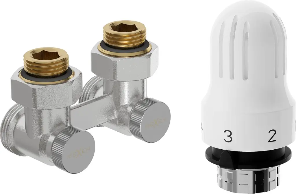MEXEN/S G04 středová termostatická souprava pro radiátor DN50, úhlová 1/2"x3/4", nikl W911-012-948-01