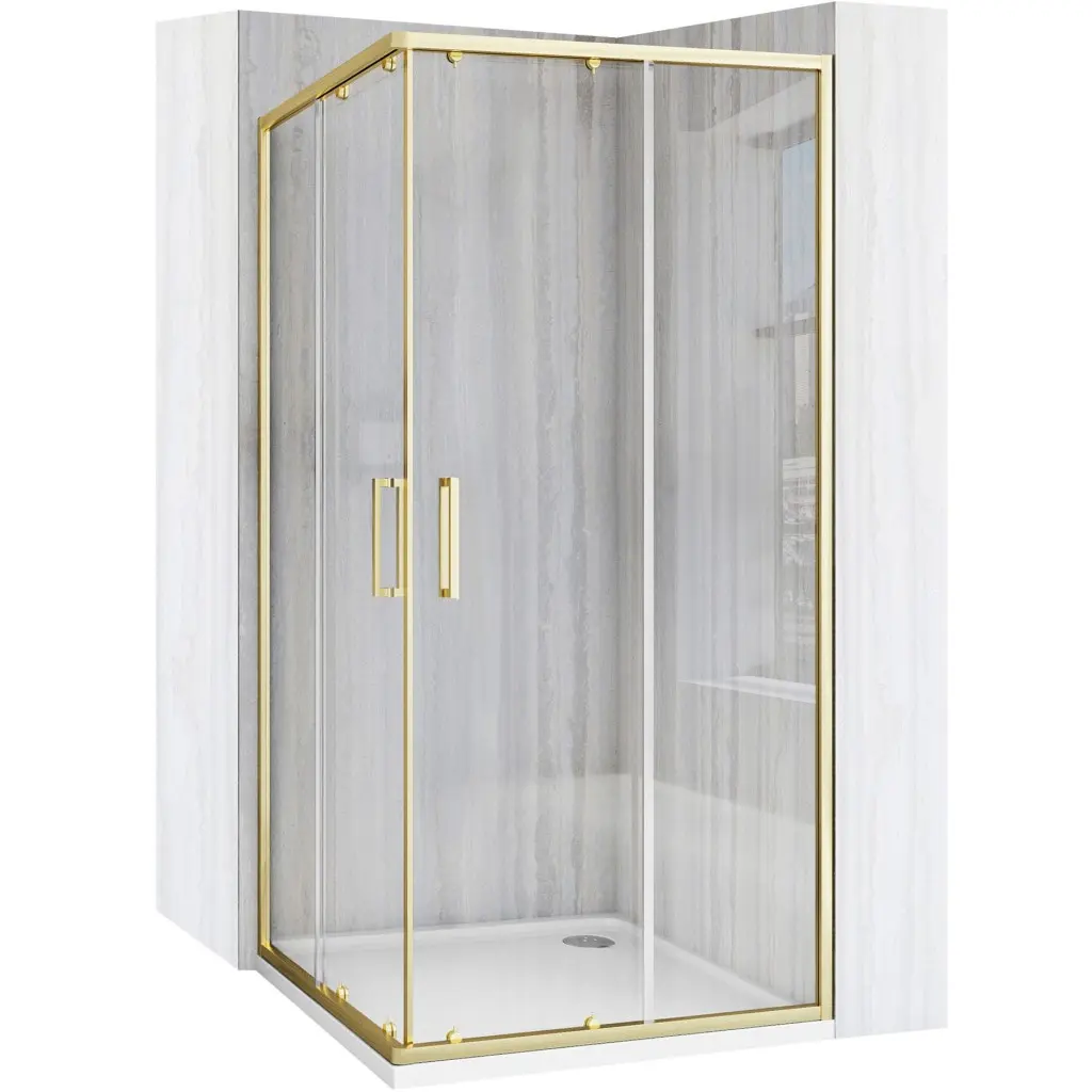 REA/S Sprchový kout City  90x90 Gold Se sprchovou bílou vaničkou Savoy KPL-K6443