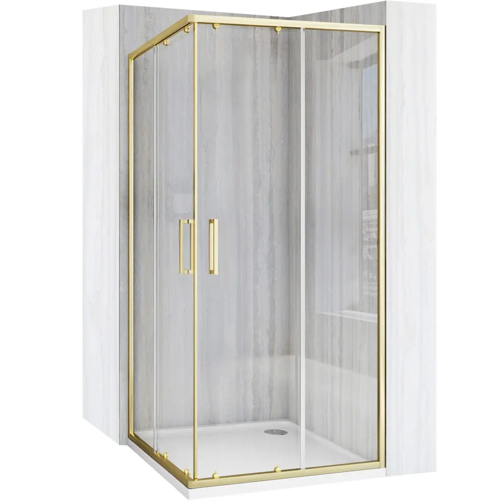 REA/S Sprchový kout City 80x80 Gold Brush Se sprchovou bílou vaničkou Savoy KPL-K6444