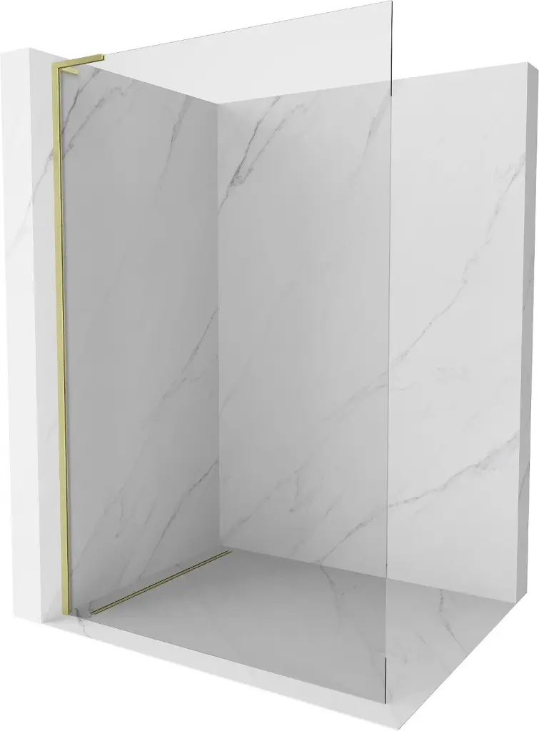 MEXEN/S Kioto L Sprchová zástěna WALK-IN 80 x 200, transparent, zlatá kartáčovaná 800-080-103-55-00