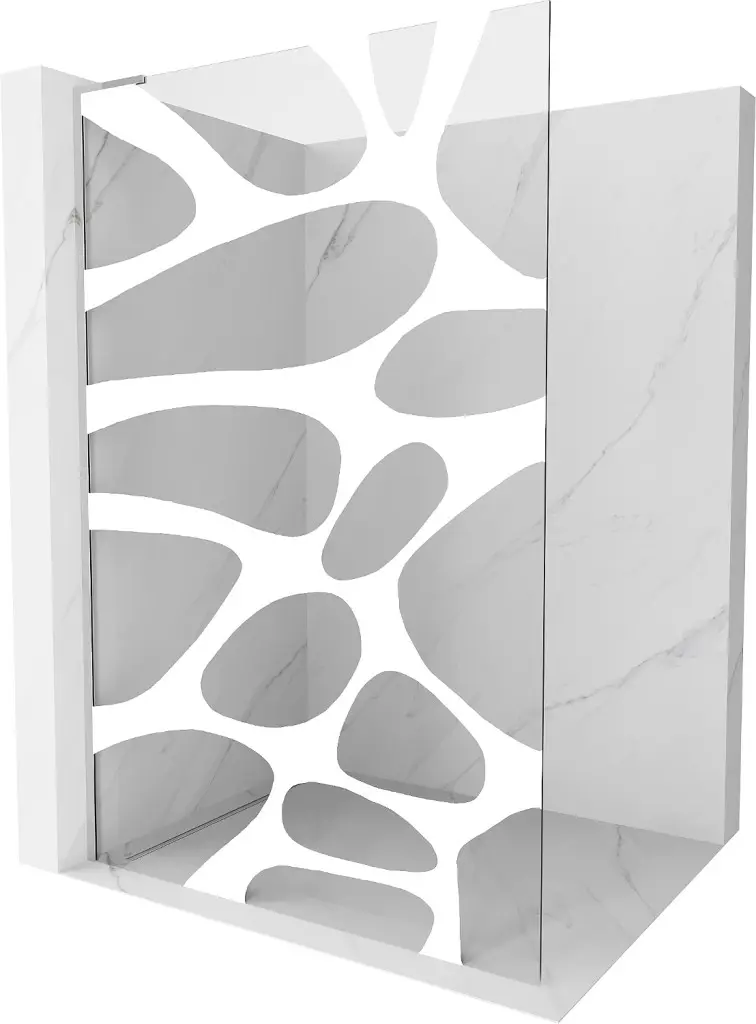 MEXEN/S Kioto L Sprchová zástěna WALK-IN 90 x 200, bílý vzor, chrom 800-090-103-01-97