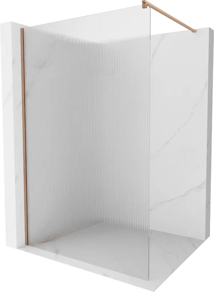MEXEN/S Kioto Sprchová zástěna WALK-IN 70 x 200, proužky 8 mm, měď kartáčovaná 800-070-101-65-09