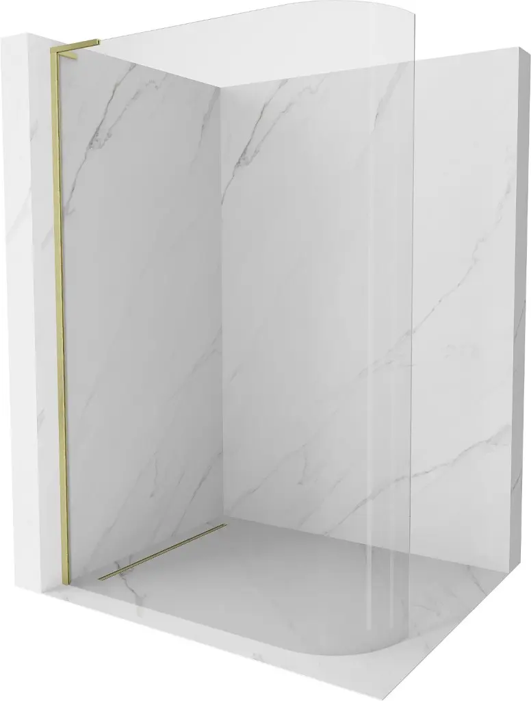 MEXEN/S KiotoL Sprchová zástěna WALK-IN 100 x 200, transparent, zlatá kartáčovaná 800-100-103-55-06