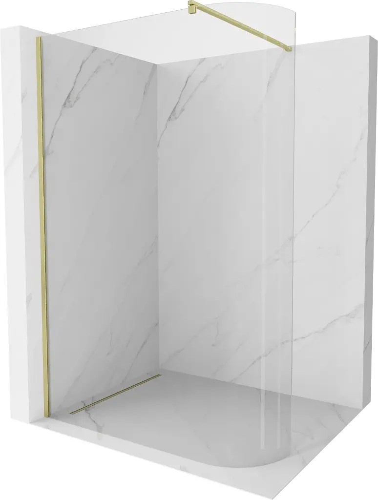 MEXEN/S Kioto Sprchová zástěna WALK-IN 110 x 200, transparent 8 mm, zlatá kartáčovaná 800-110-101-55-06