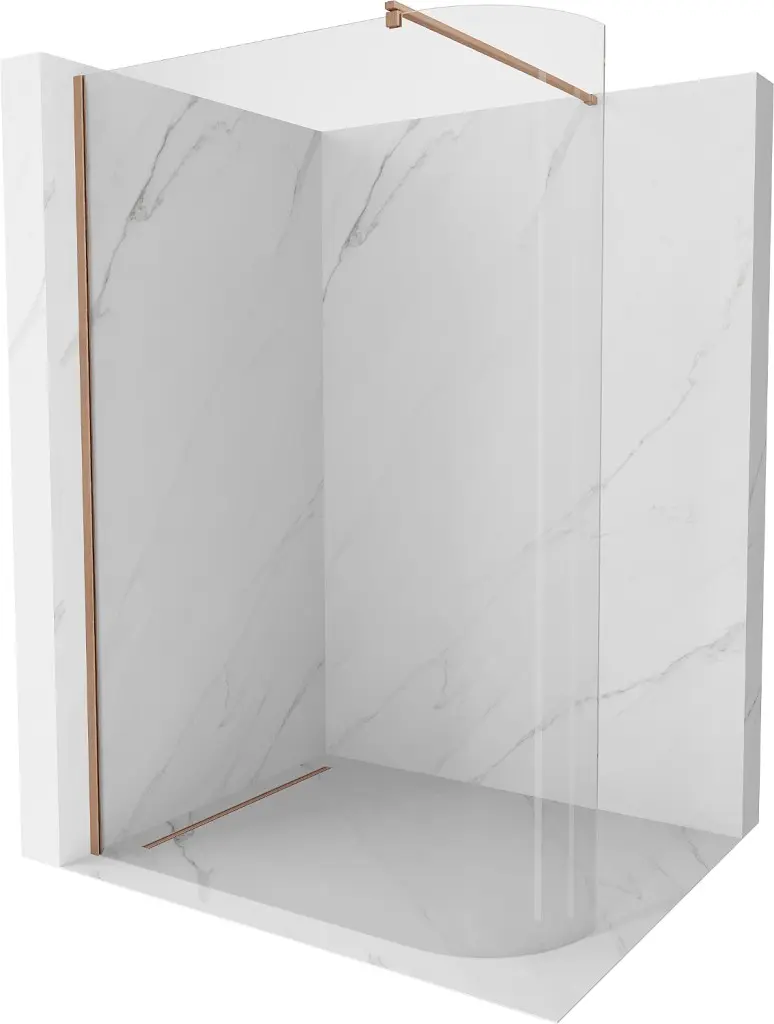 MEXEN/S Kioto Sprchová zástěna WALK-IN 110 x 200, transparent 8 mm, měď kartáčovaná 800-110-101-65-06