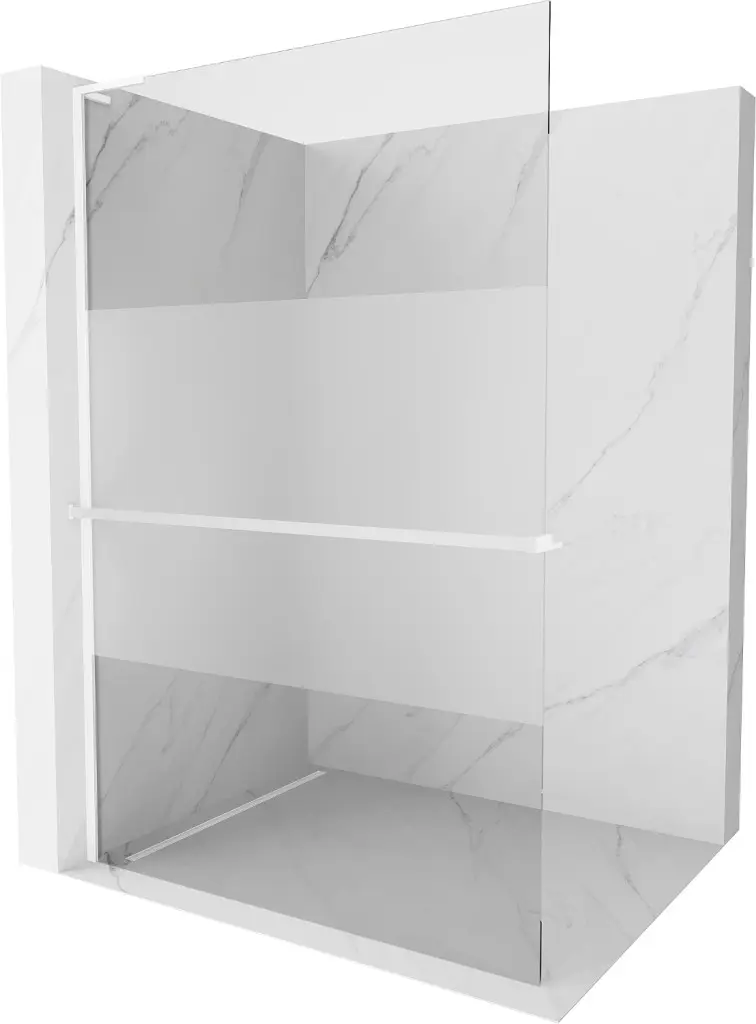 MEXEN/S Kioto+ L Sprchová zástěna WALK-IN s poličkou a držákem ručníků 70 x 200, transparent/dekor, bílá 800-070-123-20-35