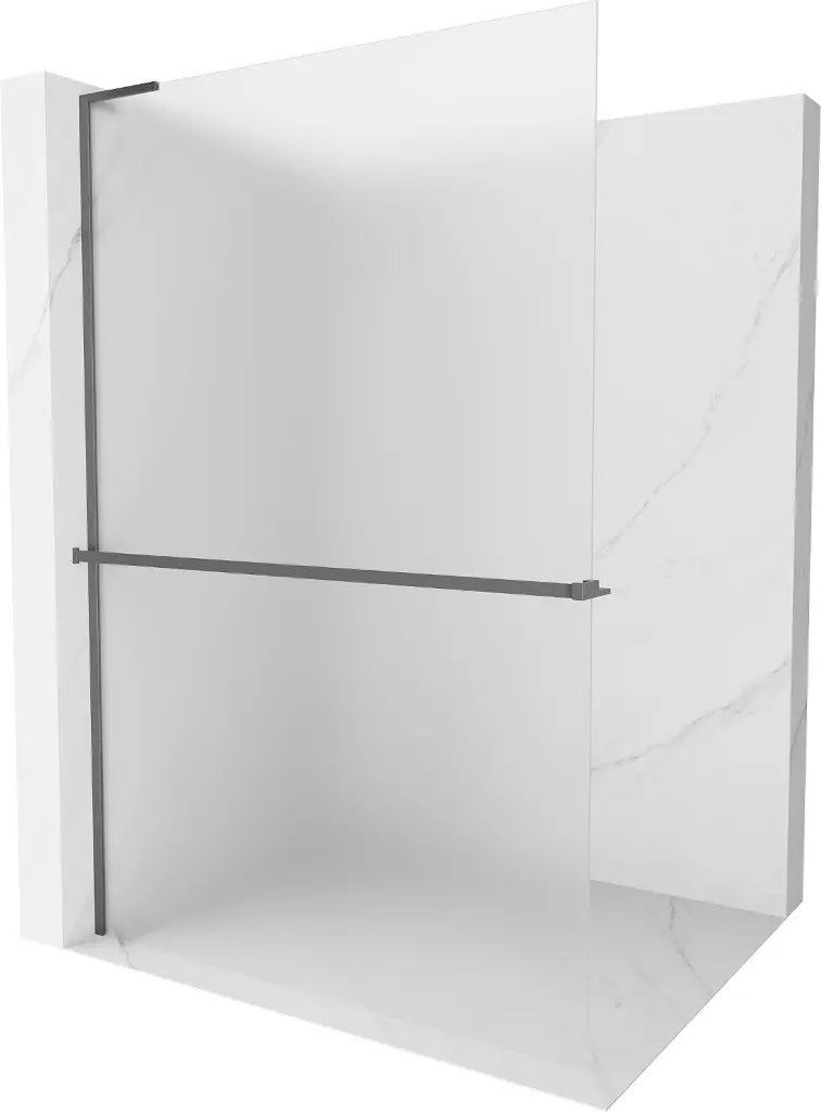 MEXEN/S Kioto+ L Sprchová zástěna WALK-IN s poličkou a držákem ručníků 80 x 200, dekor, grafit metal 800-080-123-95-30
