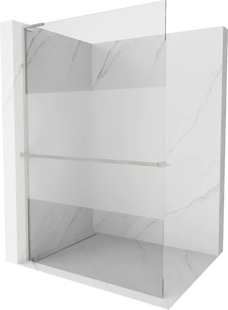 MEXEN/S Kioto+ L Sprchová zástěna WALK-IN s poličkou a držákem ručníků 90 x 200, transparent/dekor, nikl kartáčovaná 800-090-123-97-35