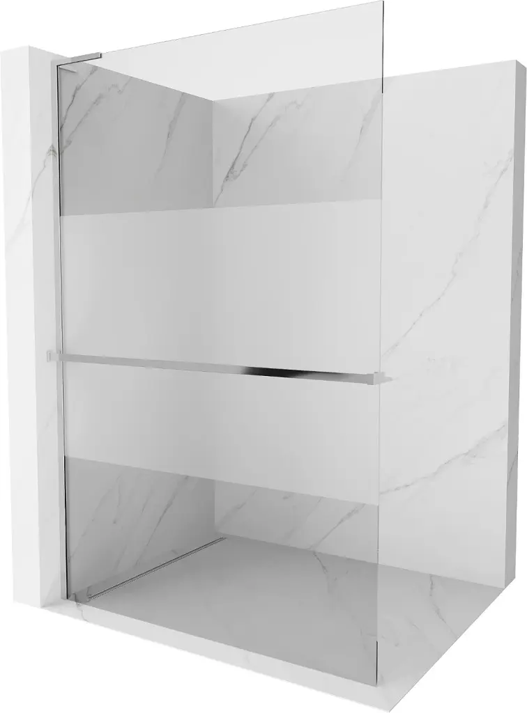 MEXEN/S Kioto+ L Sprchová zástěna WALK-IN s poličkou a držákem ručníků 100 x 200, transparent/dekor, chrom 800-100-123-01-35