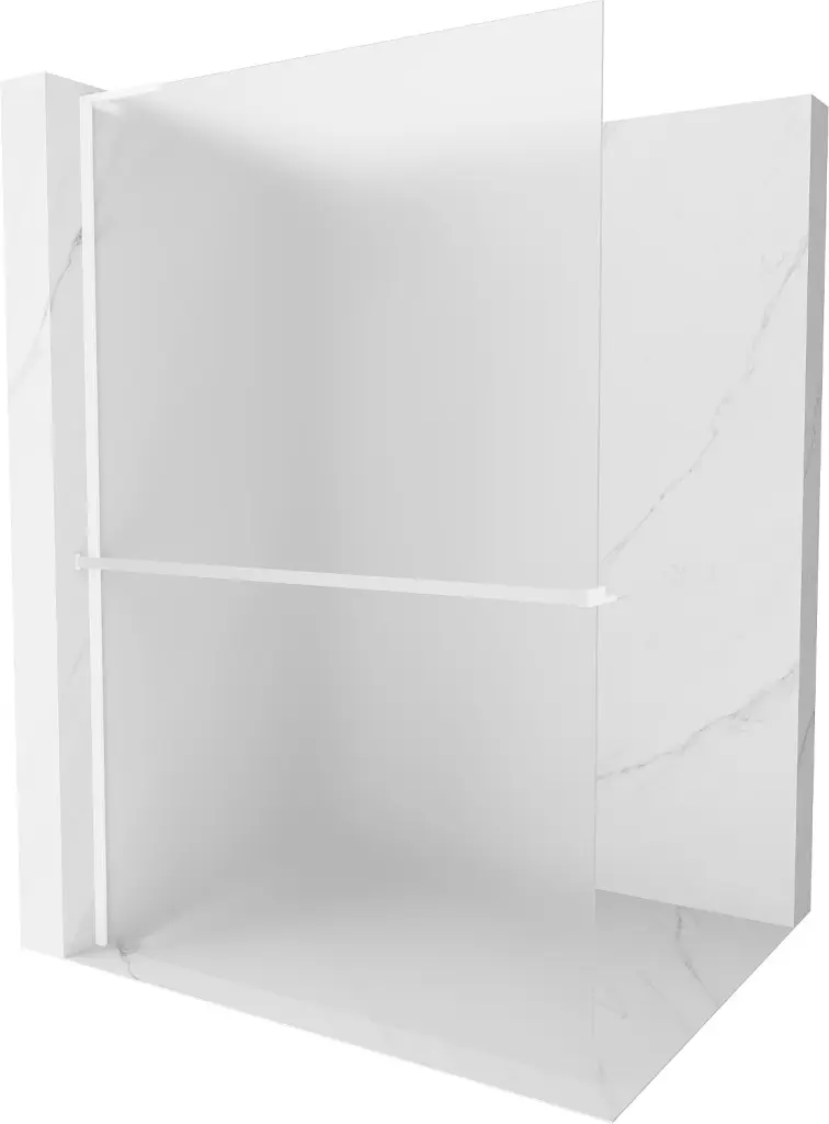 MEXEN/S Kioto+ L Sprchová zástěna WALK-IN s poličkou a držákem ručníků 100 x 200, dekor, bílá 800-100-123-20-30