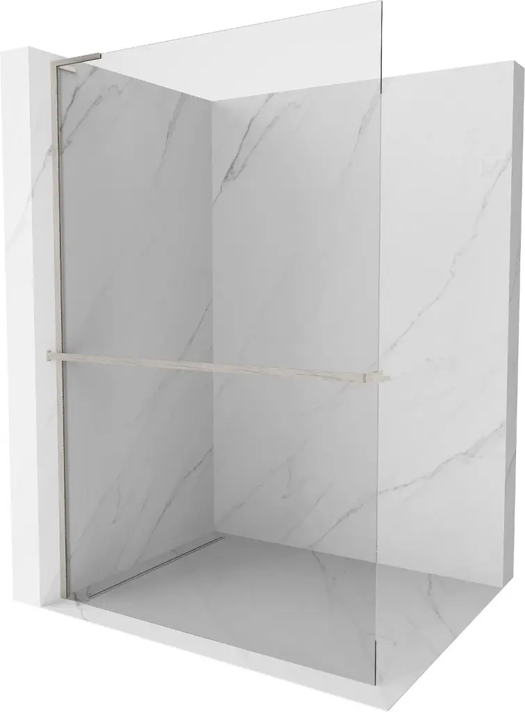 MEXEN/S Kioto+ L Sprchová zástěna WALK-IN s poličkou a držákem ručníků 115 x 200, transparent, nikl kartáčovaná 800-115-123-97-00