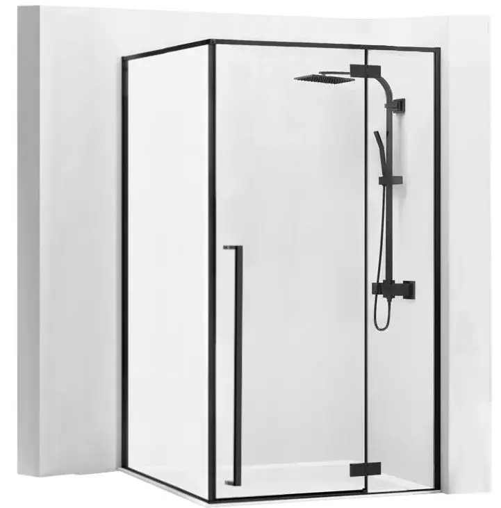 REA/S Sprchový kout Fargo matná černá 80x100 s bílou sprchovou vaničkou Savoy KPL-K4906