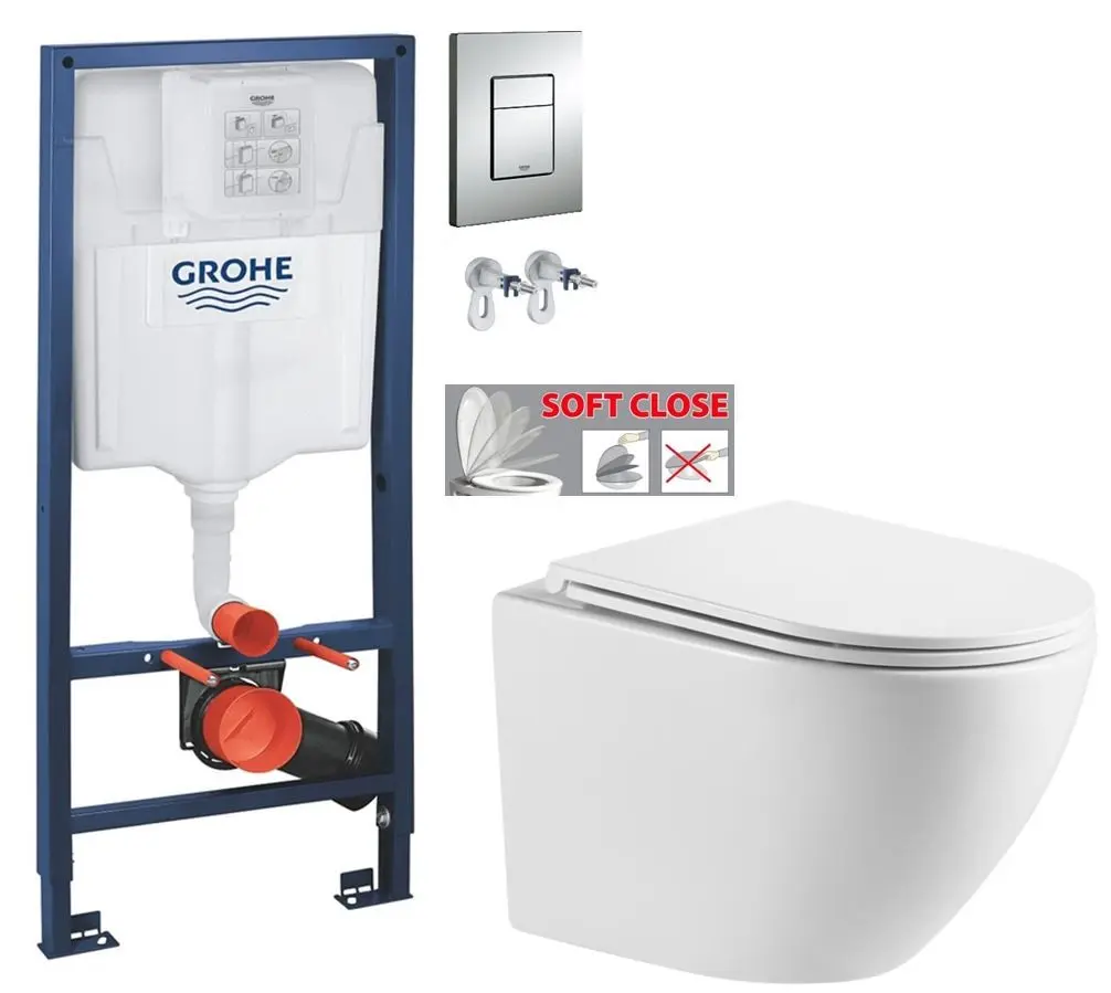 Rapid SL pro závěsné WC 38528SET s chromovou deskou + WC INVENA LIMNOS /VÍROVÉ SPLACH/ WITH SOFT, včetně soft/close sedátka 38772001 LI1