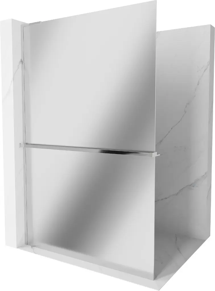 MEXEN/S Kioto+ L Sprchová zástěna WALK-IN s poličkou a držákem ručníků 120 x 200, zrcadlová, chrom 800-120-123-01-50